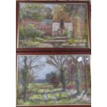 Pair of framed pastel drawings by A Atkinson - Near Burwell Woods & Spilman's Farm Aylesby 59 cm x