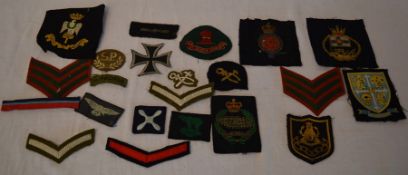 Various military style cloth badges