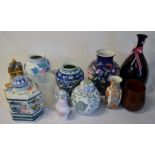 Various Oriental & other glass & ceramic vases & jars & an anniversary plate (not pictured)