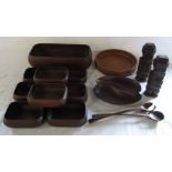 Assorted treen inc salad bowl set