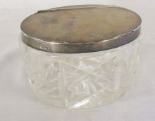 Glass biscuit barrel with silver lid Sheffield 1934