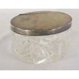 Glass biscuit barrel with silver lid Sheffield 1934