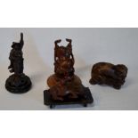 4 Chinese wood carvings, some damage
