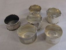 6 assorted silver napkin rings, various hallmarks total weight 4.25 ozt
