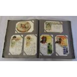Postcard album containing approximately 114 artist postcards of ladies inc Art Nouveau, Art Deco,