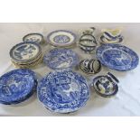 Various blue and white ceramics inc Spode and Booths