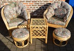 2 Conservatory chairs, foot stools & a table