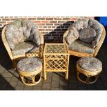 2 Conservatory chairs, foot stools & a table