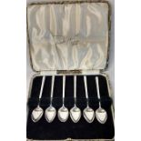 Cased set of 6 silver coffee spoons Sheffield 1939 weight 1.7ozt