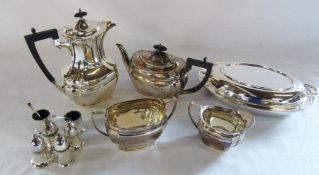 Assorted silver plate inc tea set & condiment set