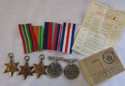 Set of 5 WWII medals - 1939-45 star, Pacific star, France & Germany star, Defence medal & War