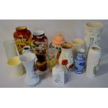 Various glass & ceramic vases