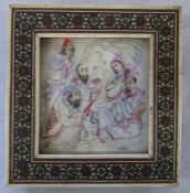 Persian ivory painted miniature in ornate frame 10.5 cm x 11 cm