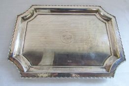 Silver tray 30 cm x 22 cm Sheffield 1917 weight 14.65 ozt