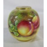 Small Royal Worcester vase decorated with fruit no 2491 signed J Smith H 8 cm