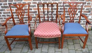 Pair and a single reproduction carver armchairs