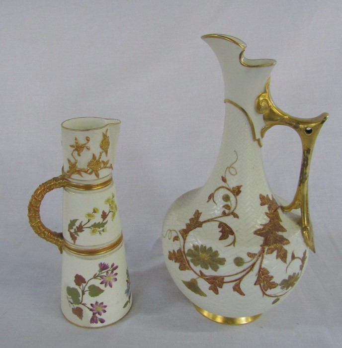 Royal Worcester ivory finish ewer no 1028 (wear to gilt on handle) H 32 cm & Royal Worcester blush