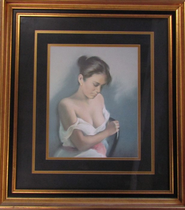 Large framed portrait print of a young woman 84 cm x 95 cm (size including frame)