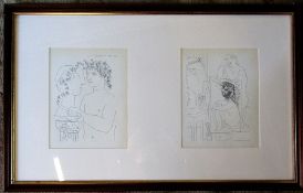 Pablo Picasso - framed pair of prints featuring nudes from the Vollard Suite published in 1956 75 cm