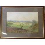 Framed watercolour of a rural scene signed E St John 56.5 cm x 42 cm (size including frame)