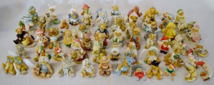 Approximately 62 Cherished Teddies figures with a bag of certificates