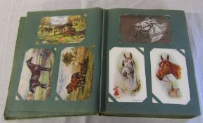 Postcard album containing approximately 300 artists cards relating to animals from early 1900s