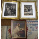 Gilt framed etching 'Lucy Gray' signed in pencil by A Gravier and Herbert Sidney 66 cm x 77 cm