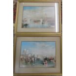 Pair of gilt framed prints after J M W Turner - Venice Grand canal with Bridge of Sighs & The