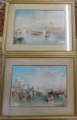 Pair of gilt framed prints after J M W Turner - Venice Grand canal with Bridge of Sighs & The