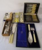 Assorted silver plated cutlery inc fish knives and fish servers