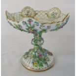 Meissen comport decorated with birds and flowers H 22 cm