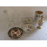 Assorted glassware and ceramics inc Continental porcelain ribbon plates, Poole & Royal Crown Derby