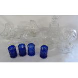 Box of assorted cut glass inc decanter and baskets