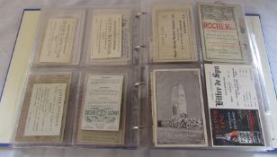 Album of ephemera inc greetings and trade cards, calendars, multi views, menu from RMS Baltic etc