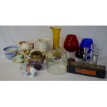Various glass & ceramic wares including oversize brandy glasses, candlesticks etc