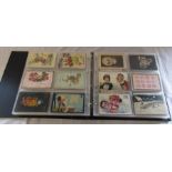 Postcard album containing approximately 270 novelty postcards inc push outs, pull outs, illusion,