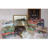 Quantity of railway VHS videos and DVDs, framed Royal History of Great Britain Sterling