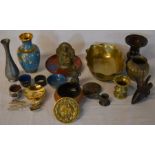 Various European & Asian metal ware items including cloisonne
