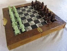 Oriental style folding chess set with pieces