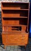 Danish Bornholm Mobler teak bookcase with tambour