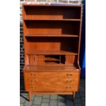 Danish Bornholm Mobler teak bookcase with tambour