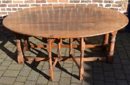 Reproduction 17th century oak double gate leg dining table 196 cm x 150 cm