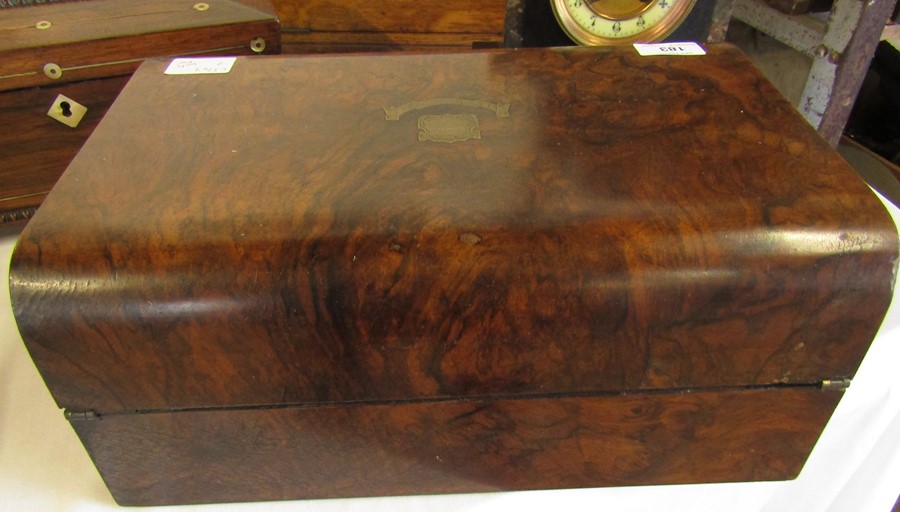 Victorian walnut writing slope box - Image 5 of 7