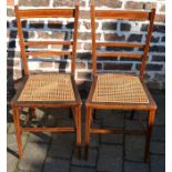 Pair of Edwardian cane seat bedroom chairs