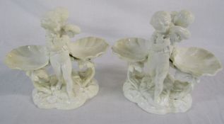Pair of Minton double figural salts (1 repaired) H 20 cm