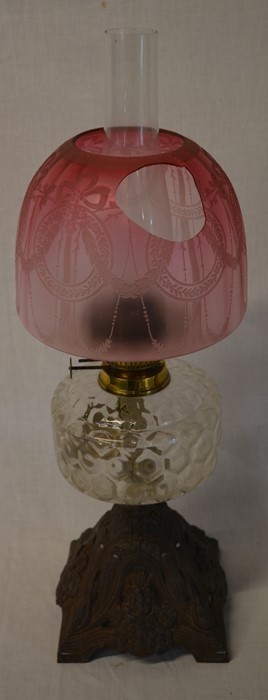 Victorian paraffin lamp with hole in shade