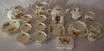 Queens Rosina China Virginia Strawberry pattern tea wares