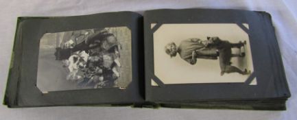 Postcard album containing approximately 98 social history real photo postcards inc military, work