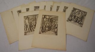 11 loose Holbein engravings depicting the events around the Crucifixion of Christ