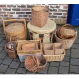 Large quantity of wicker baskets